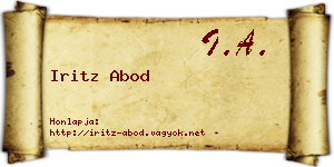 Iritz Abod névjegykártya